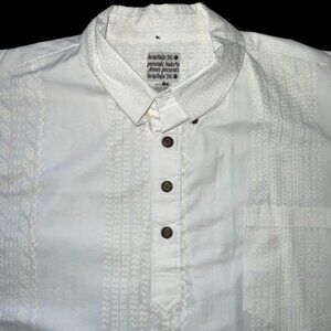 Nakeu Awai Hawaiian Aloha Shirt Pullover Mens 4XL Tribal All White